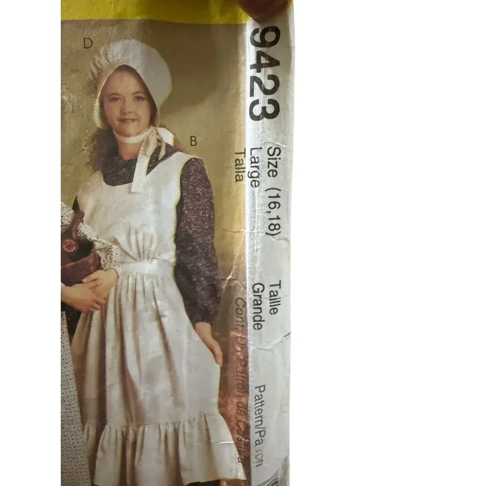 Mccalls 9423 Misses Pioneer Costume Sewing Pattern Size 16-18 1998 Vintage